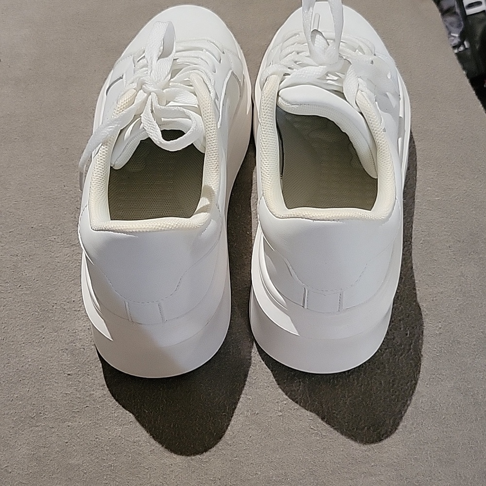 White Faux Leather Platform Sneakers Size 38 - Picture 4 of 6